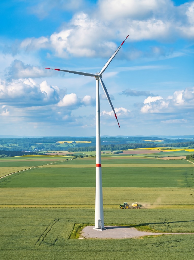 Projekt Harsewinkel – Enercon Windkraftanlage auf grünem Feld